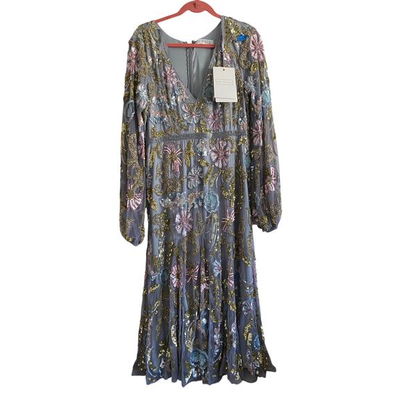 Gray Long Cuff Sleeve Embellished Midi
Dress 5423 Size 12 NWT - Picture 4 of 15